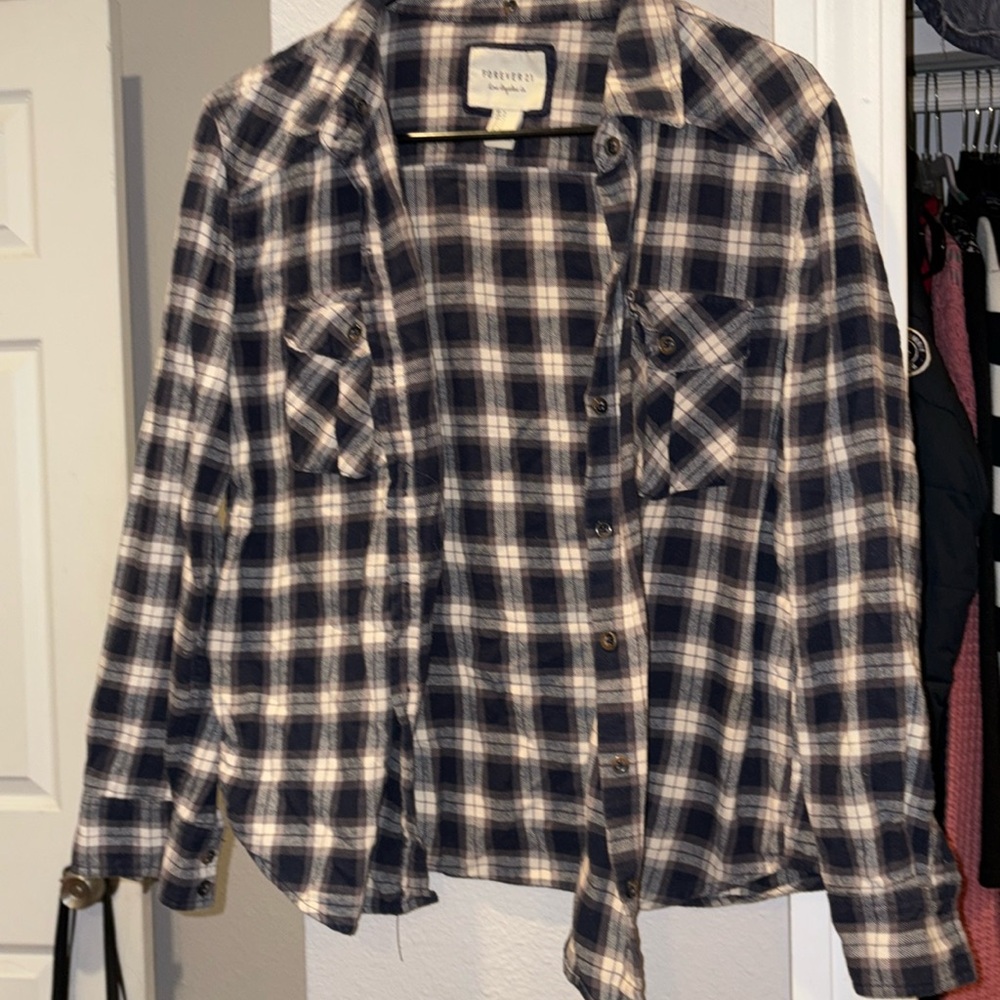 Forever 21 Navy beige and light purple fleece long sleeve